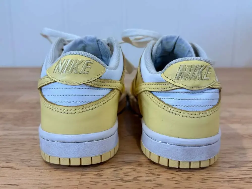 Nike Dunk Low 'White Soft Yellow' Leather Low Top Kids Size 4Y